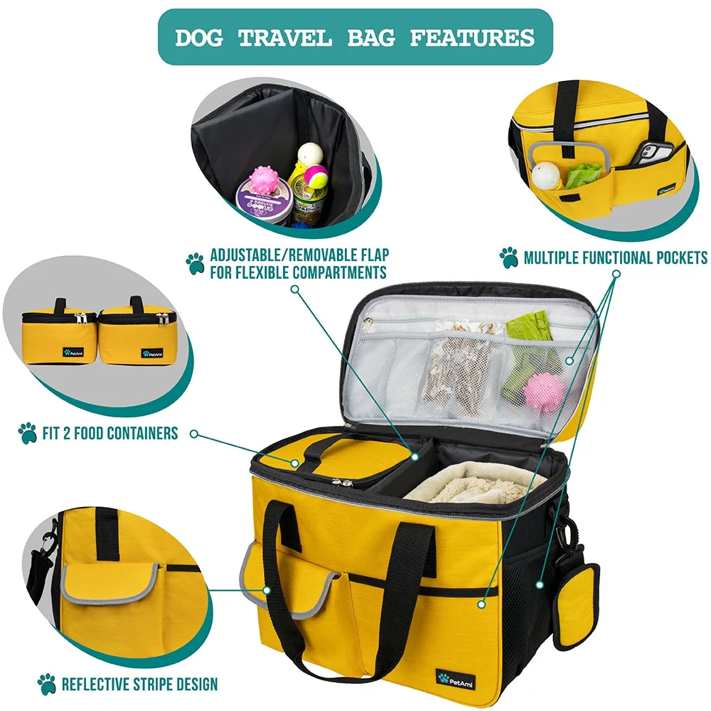 Travel Bag with Food Containers and Bowls Medium Dog Yellow 22 L Limit