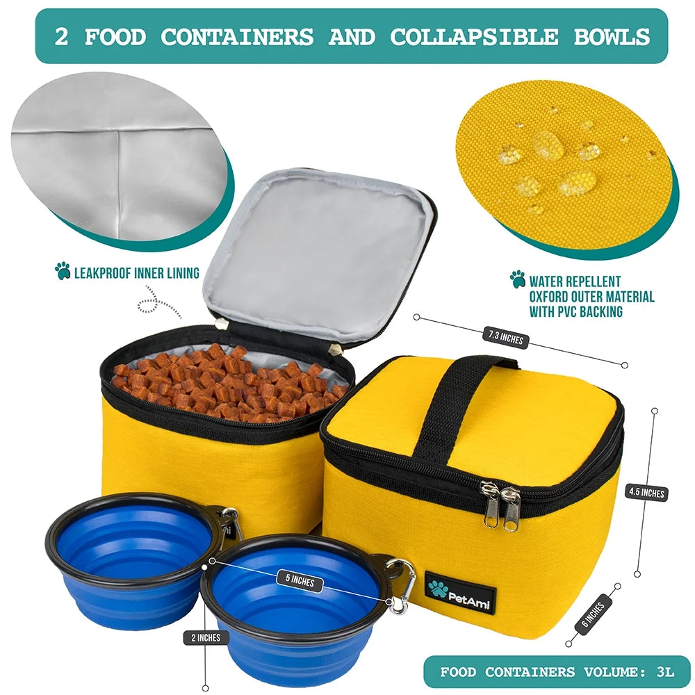 Travel Bag with Food Containers and Bowls Medium Dog Yellow 22 L Limit