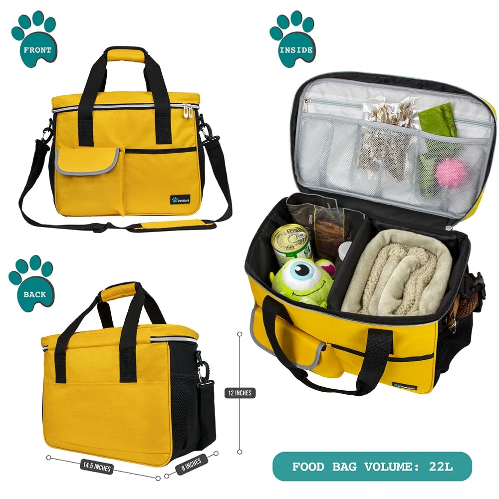 Travel Bag with Food Containers and Bowls Medium Dog Yellow 22 L Limit