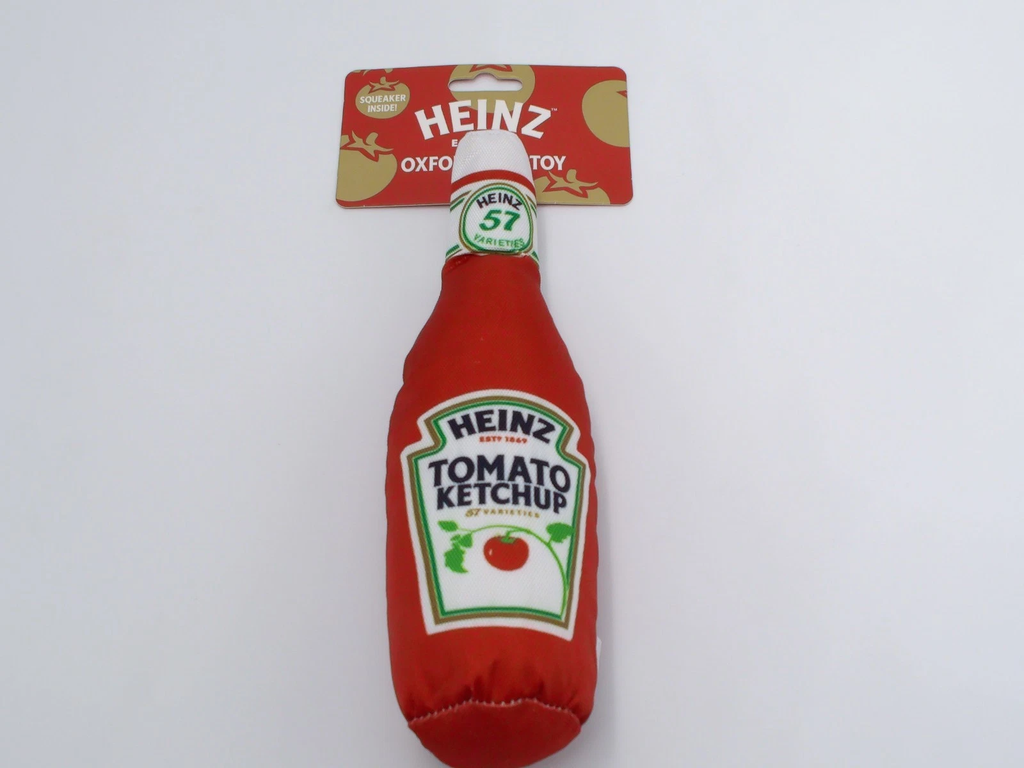 Plush Squeaky Stuffed Heinz Ketchup Oxford Dog Toy