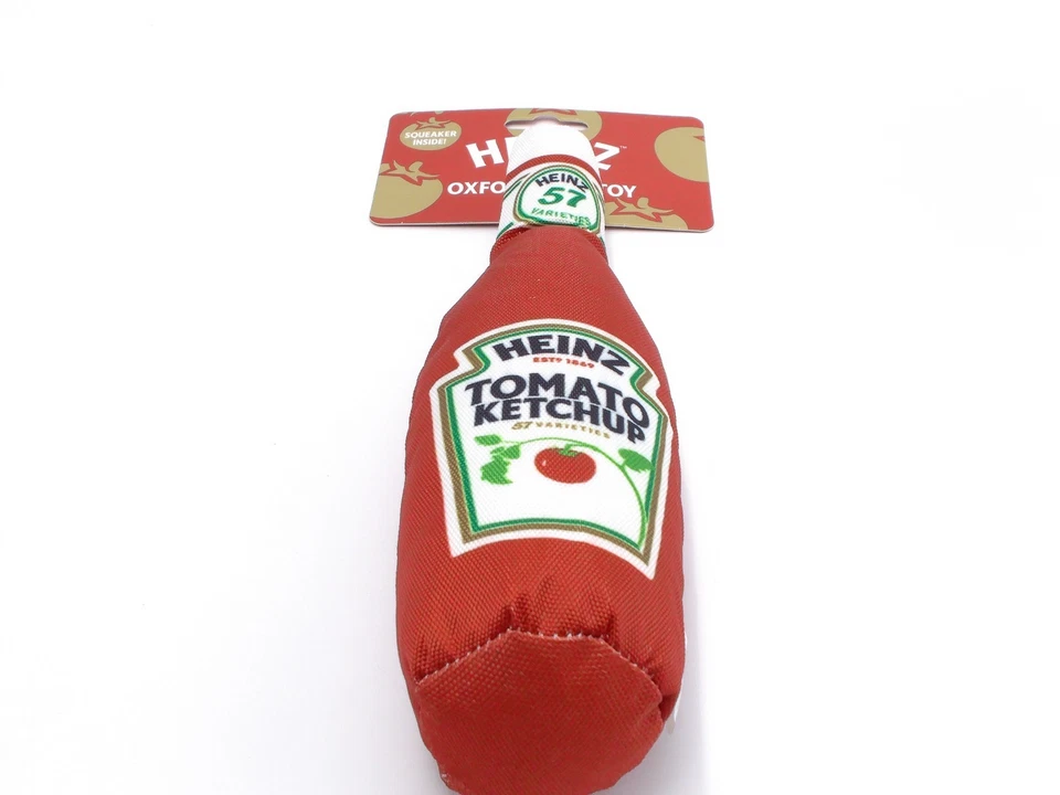 Plush Squeaky Stuffed Heinz Ketchup Oxford Dog Toy
